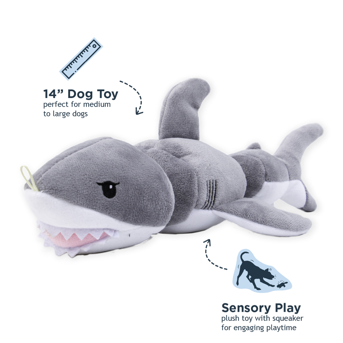 Tall Tails Shark Jointed Shake Play Dog Toy