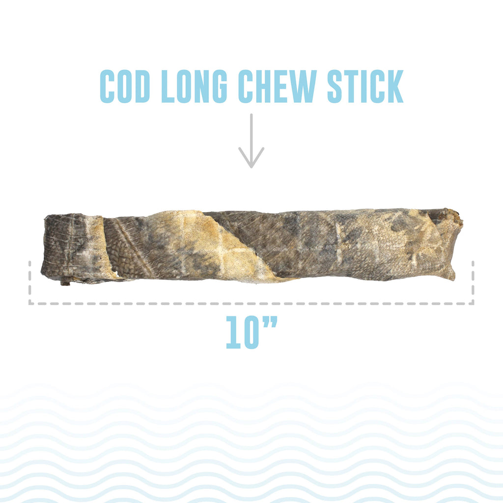 Icelandic+ Hand Wrapped Cod Skin 10" Long Chew Stick 2-Pack
