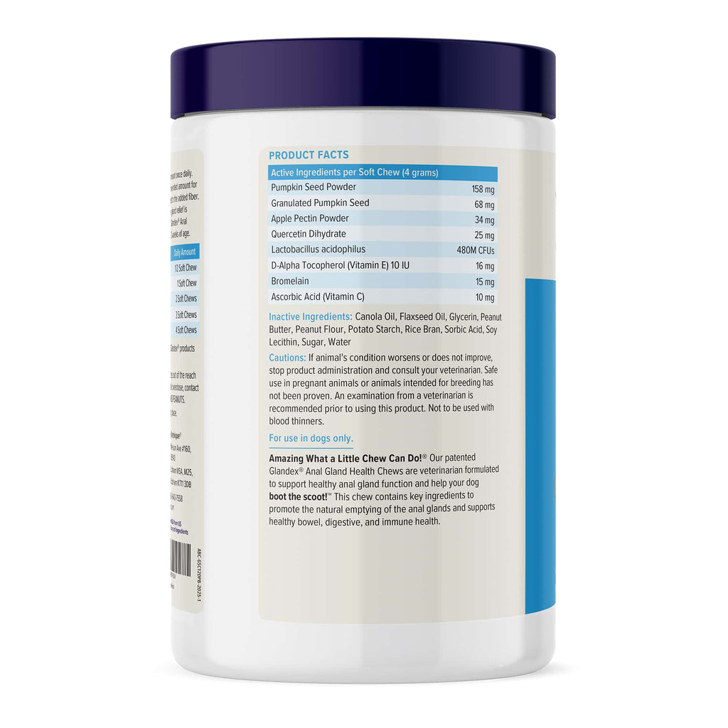 Glandex Anal Gland Support Soft Chews Peanut Butter 120ct