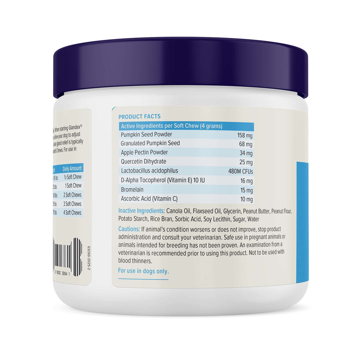 Glandex Anal Gland Support Soft Chews Peanut Butter 60ct
