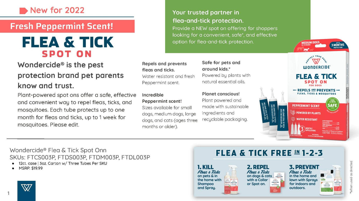 Wondercide Flea & Tick Spot On for Dogs - Small - Peppermint
