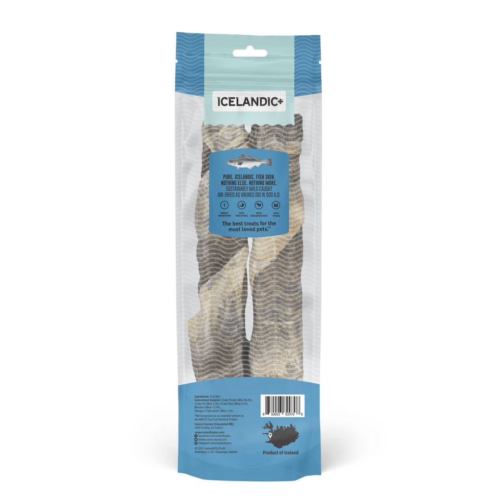 Icelandic+ Hand Wrapped Cod Skin 10" Long Chew Stick 2-Pack