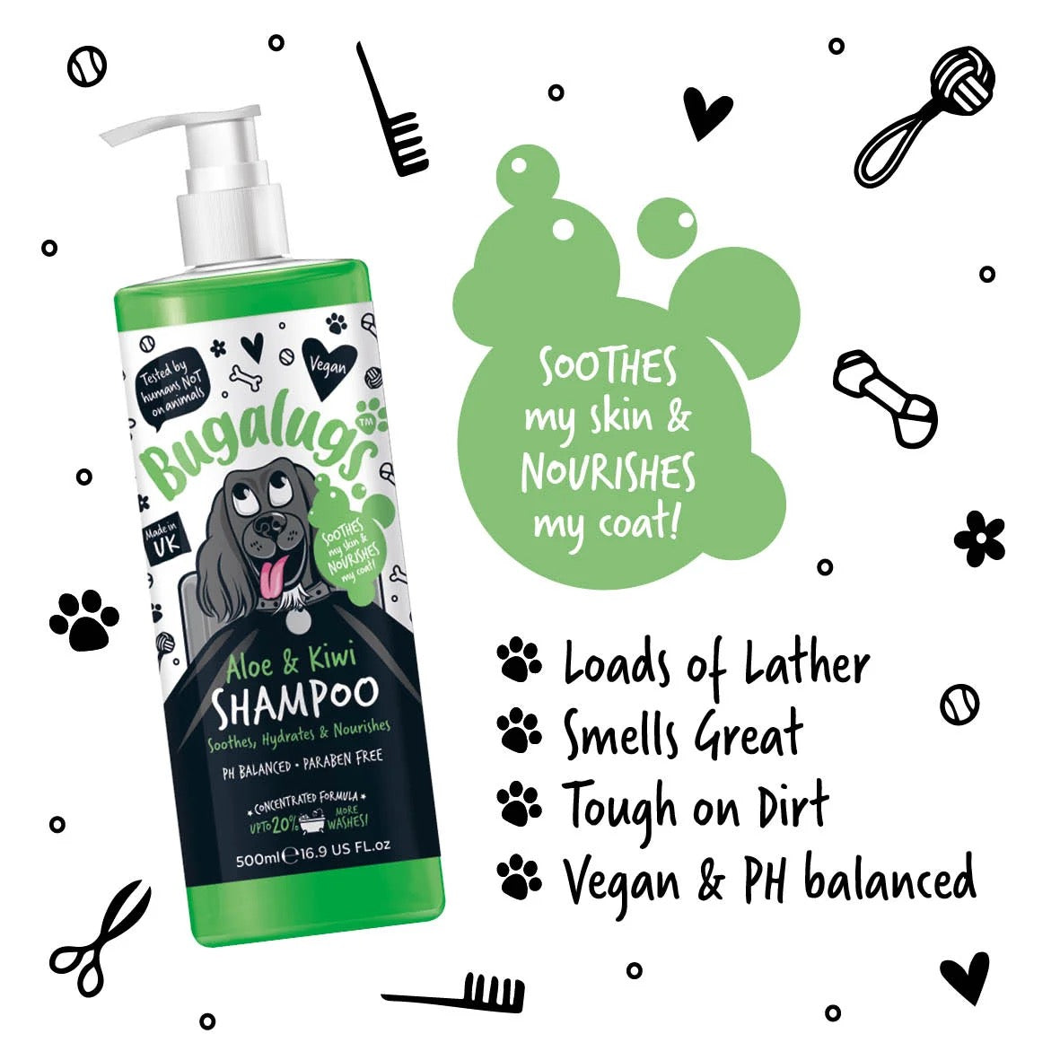 Bugalugs 500ml Aloe & Kiwi Dog Shampoo