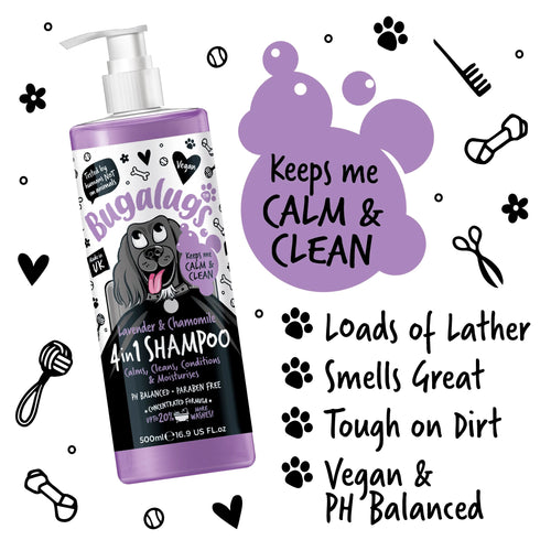 Bugalugs 500ml Lavender & Chamomile 4 in 1 Dog Shampoo