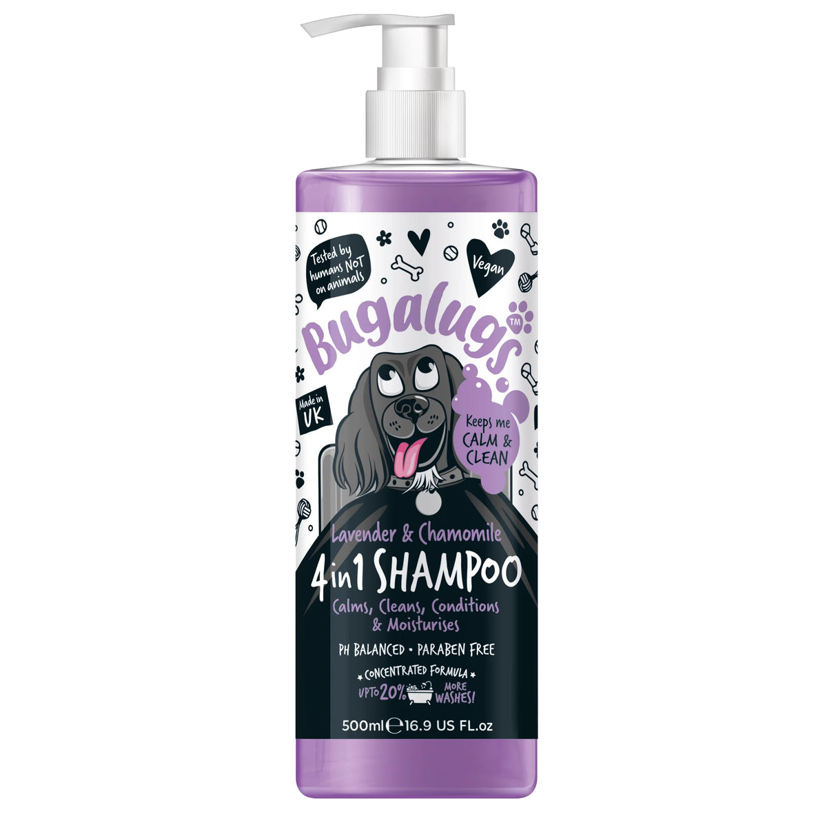Bugalugs 500ml Lavender & Chamomile 4 in 1 Dog Shampoo
