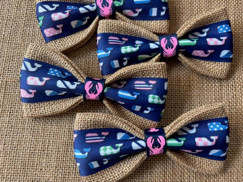 *Preppy Coastal Whales Lobster Center 5"