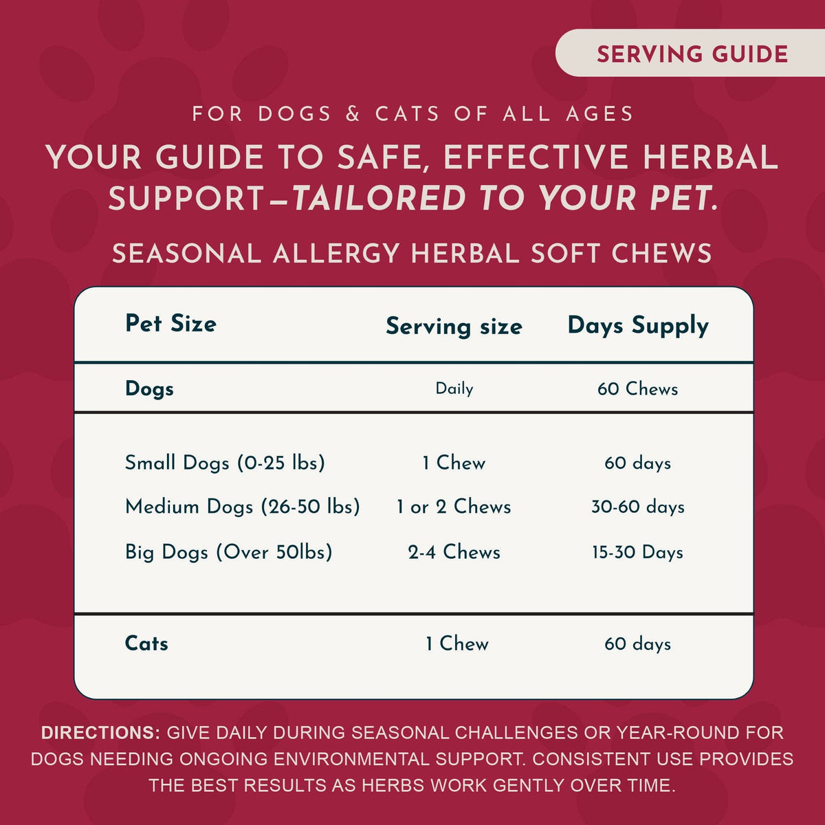 Seasonal Allergy Herbal Soft Chews | Herbal Allergy Support Formula | 60 Count