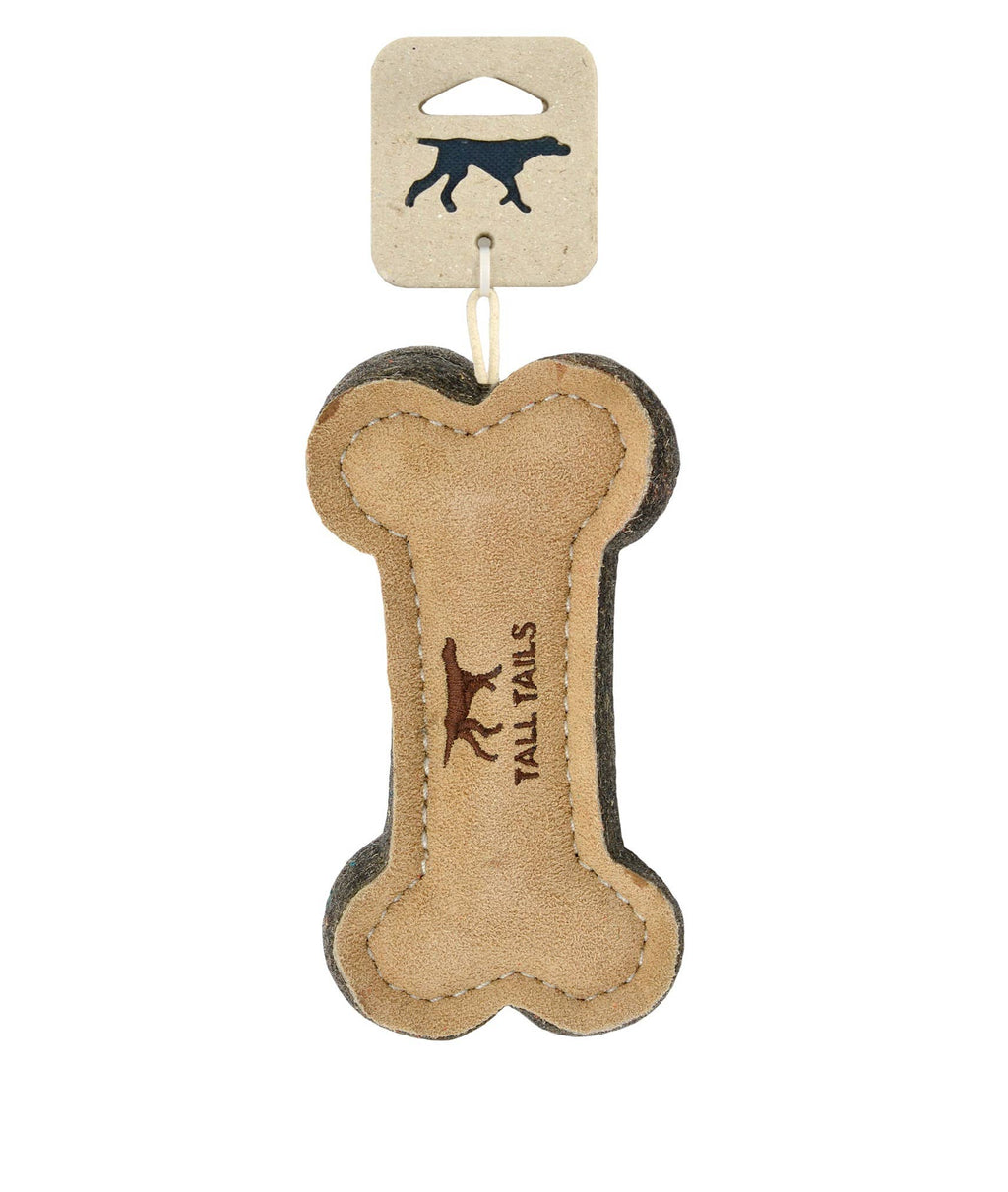 Tall Tails Natural Leather & Wool Bone Toy - 6"