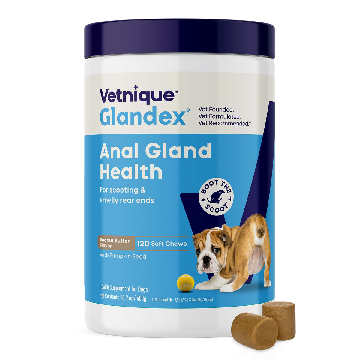 Glandex Anal Gland Support Soft Chews Peanut Butter 120ct