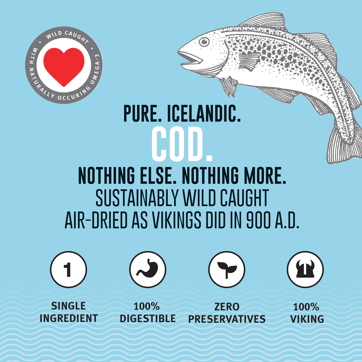 Icelandic+ Hand Wrapped Cod Skin 10" Long Chew Stick 2-Pack